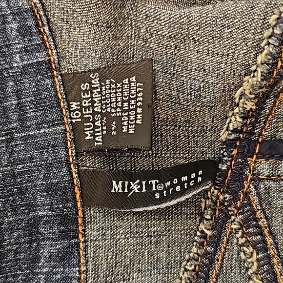 Mixit Blue Jean Denim Jacket Coat Outerwear Button Down Collared Faded Wash 16W - Picture 6 of 9